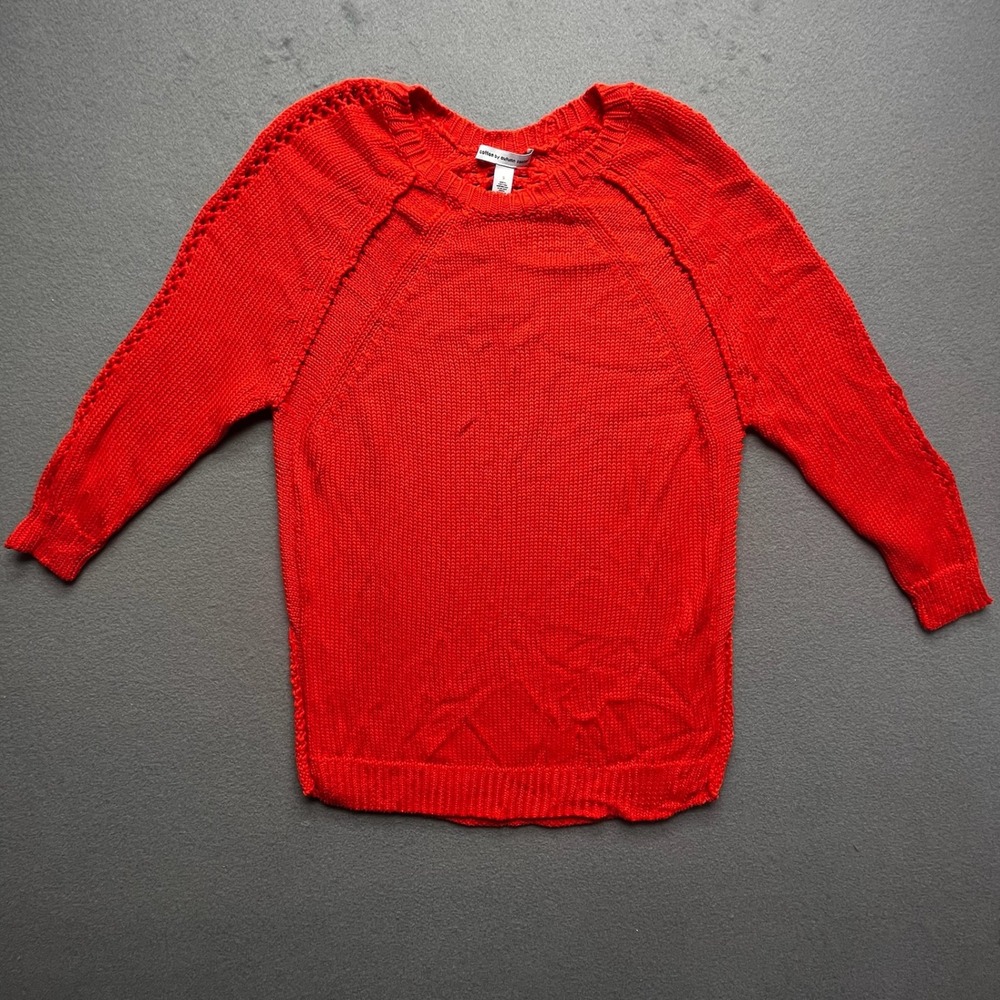 Autumn Cashmere women cotton open knit red sweater S Italian‎ yarn luxe
